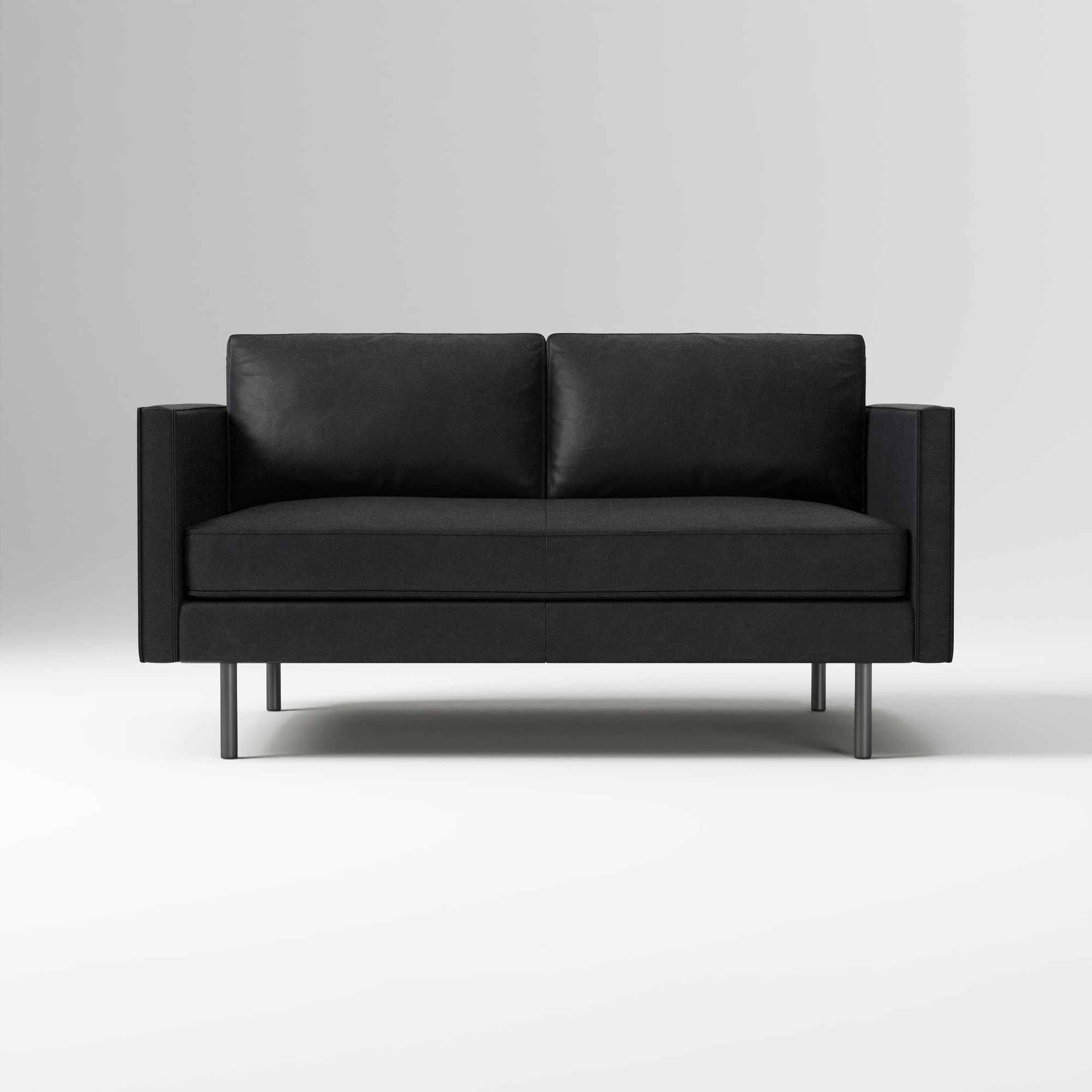 West Elm Axel Black Leather Sofa for a modern style living room