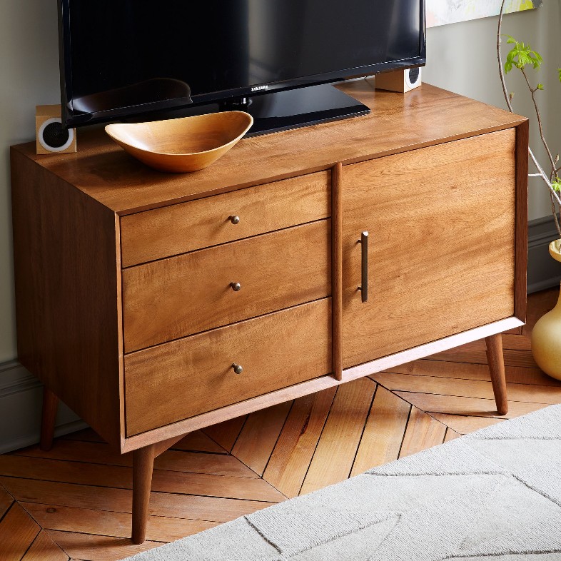 a walnut tv stand for small bedrooms, living rooms and apartments