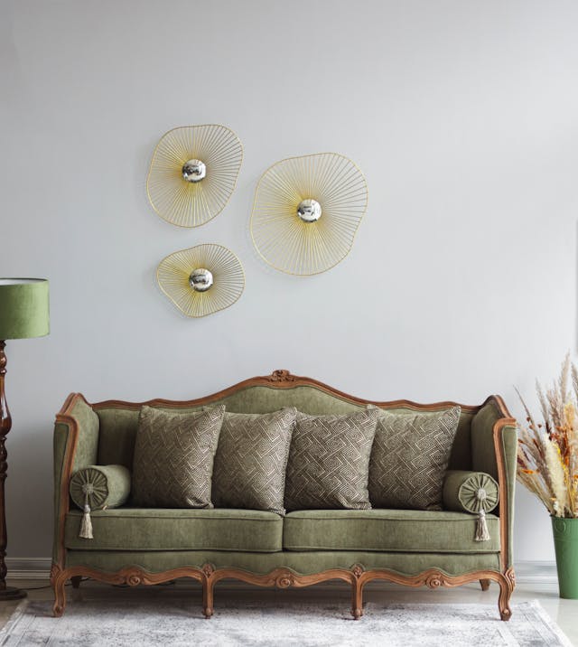 olive toned room inspiration with warm tan elements