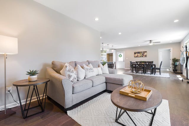round coffee table in the middle of the living room