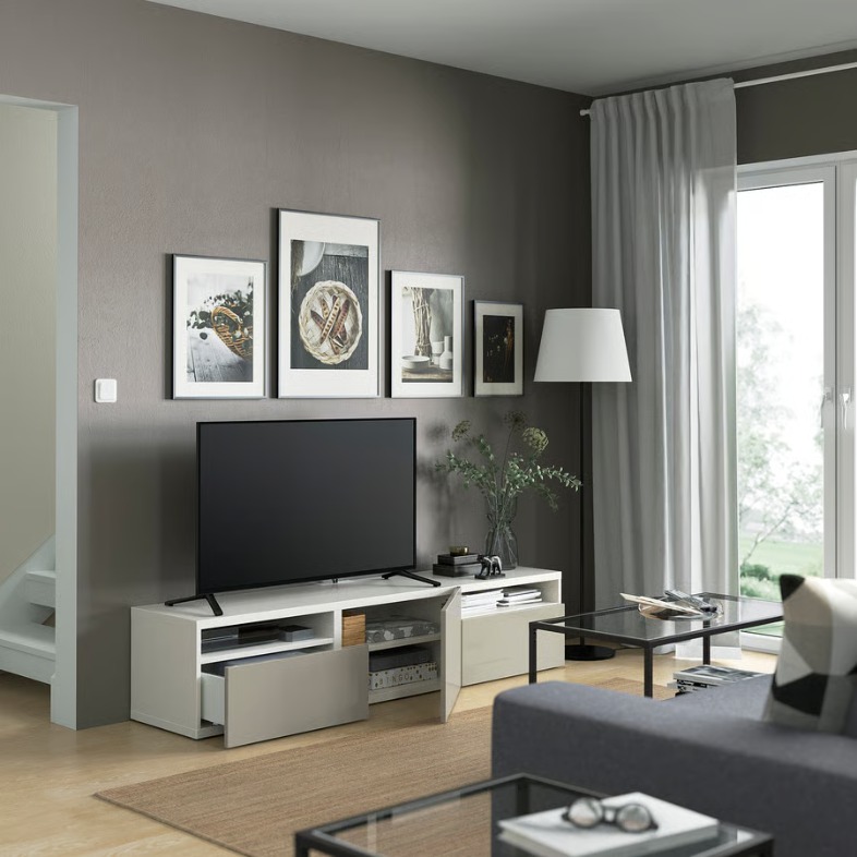 IKEA BESTÅ TV Unit with Drawers and Door for books and media player storage