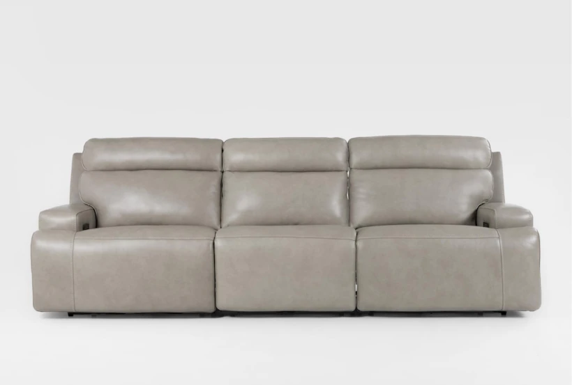 a grey leather power reclining sofa for a comfortable and cozy living room