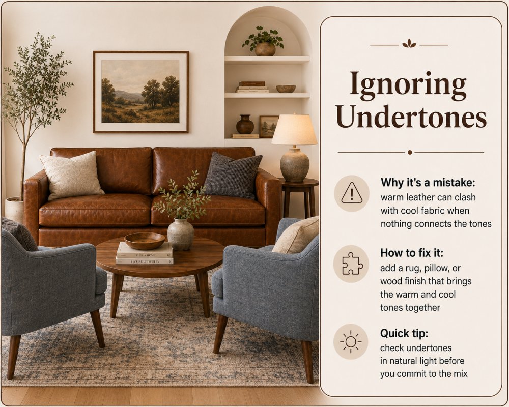 Common Mistakes When Mixing Leather and Fabric: ignoring undertones