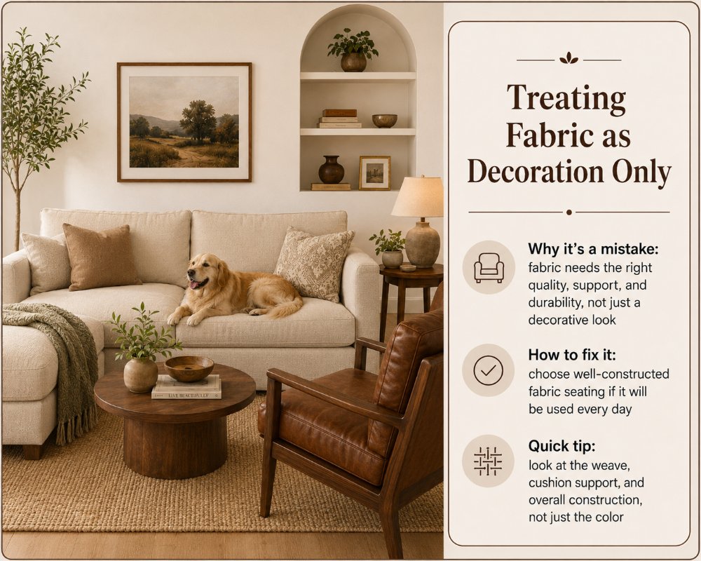 Common Mistakes When Mixing Leather and Fabric: treating fabric as decoration only