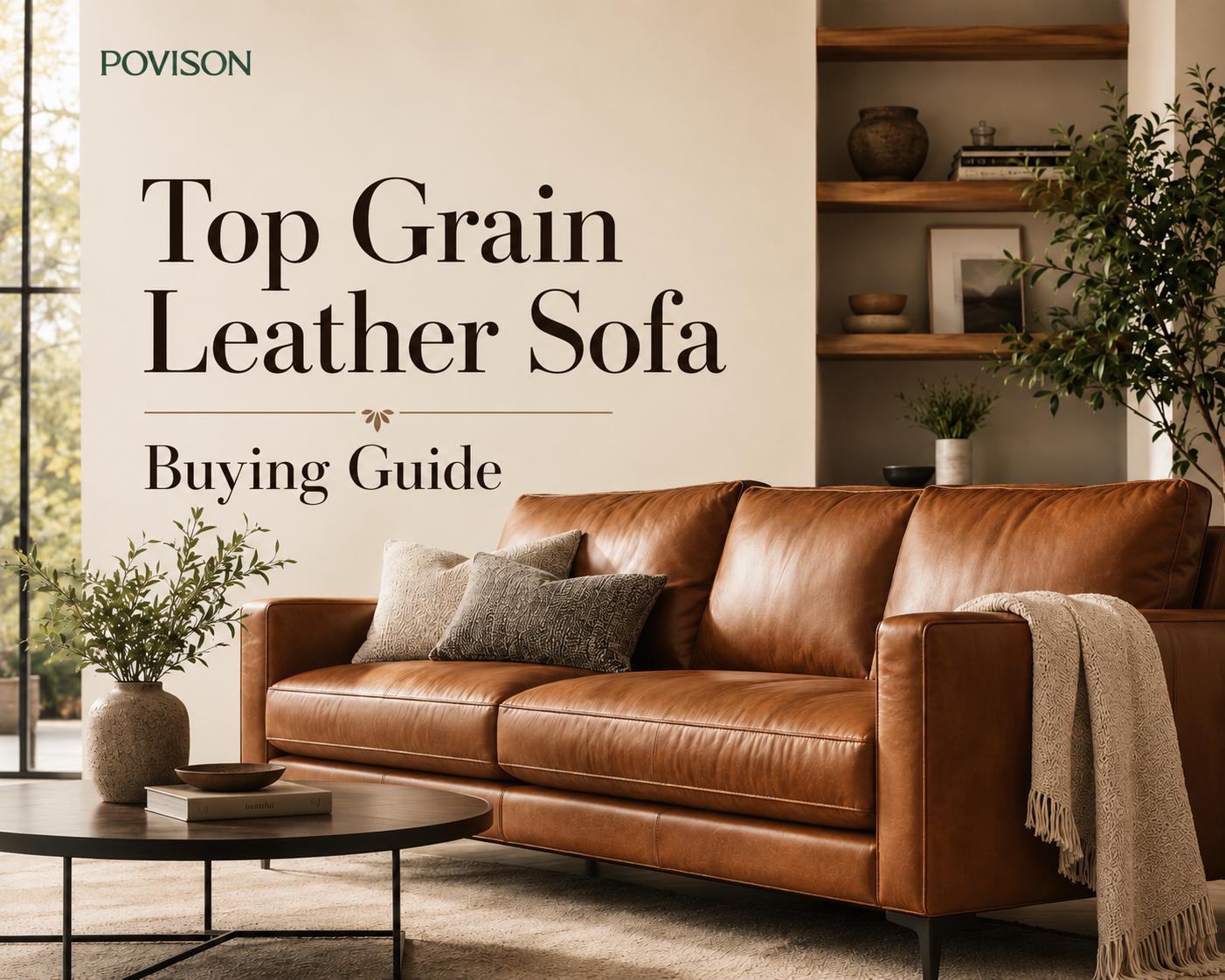 povison's buying guide on choosing the right top grain leather sofa