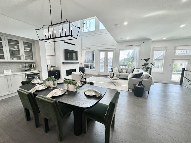 A dining area and living room in one continuous space.