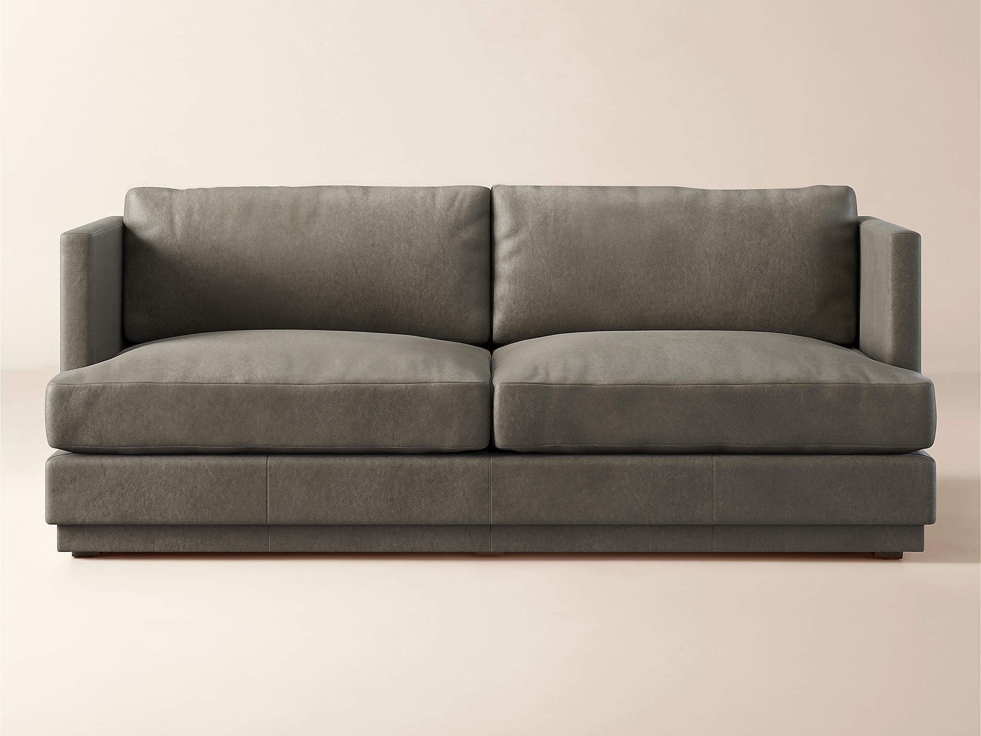 CB2 Seneca 78" Leather Apartment Sofa in low profile