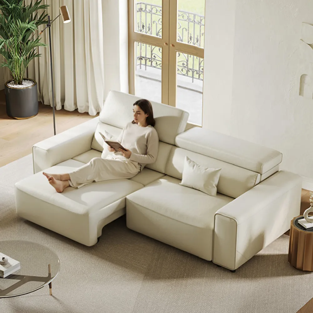 A sofa bed with large pillows, creates comfort and visually shorten the mattress depth.