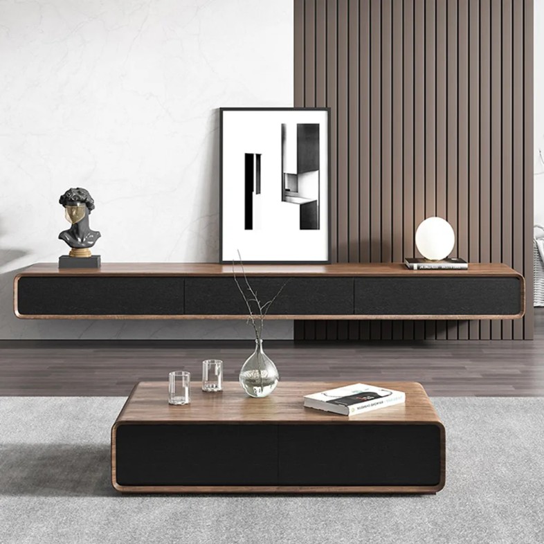 Merrin-63" Black Floating TV Stand