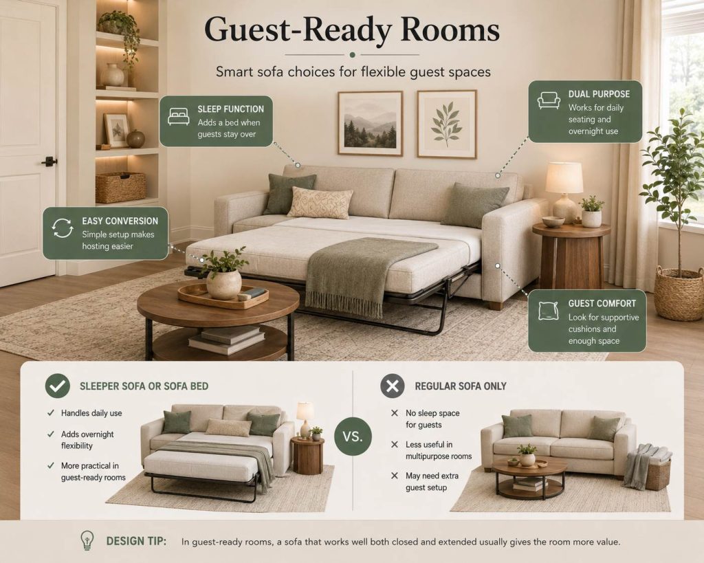 choose sleeper sofa or sofa bed for guest-ready rooms with sleep function, dual purpose, guest comfort and easy conversion