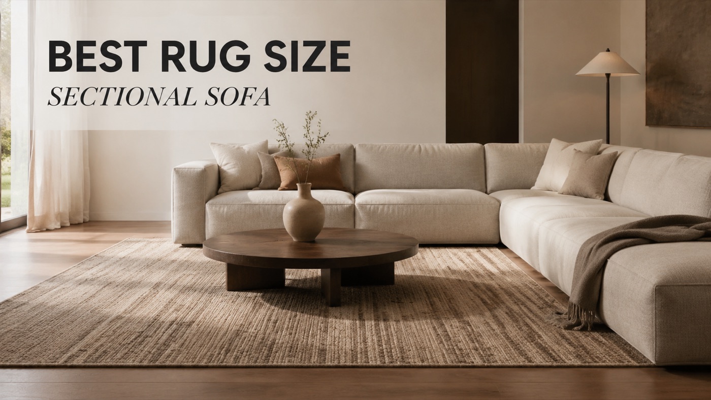 POVISON sectional sofa with correctly sized living room rug