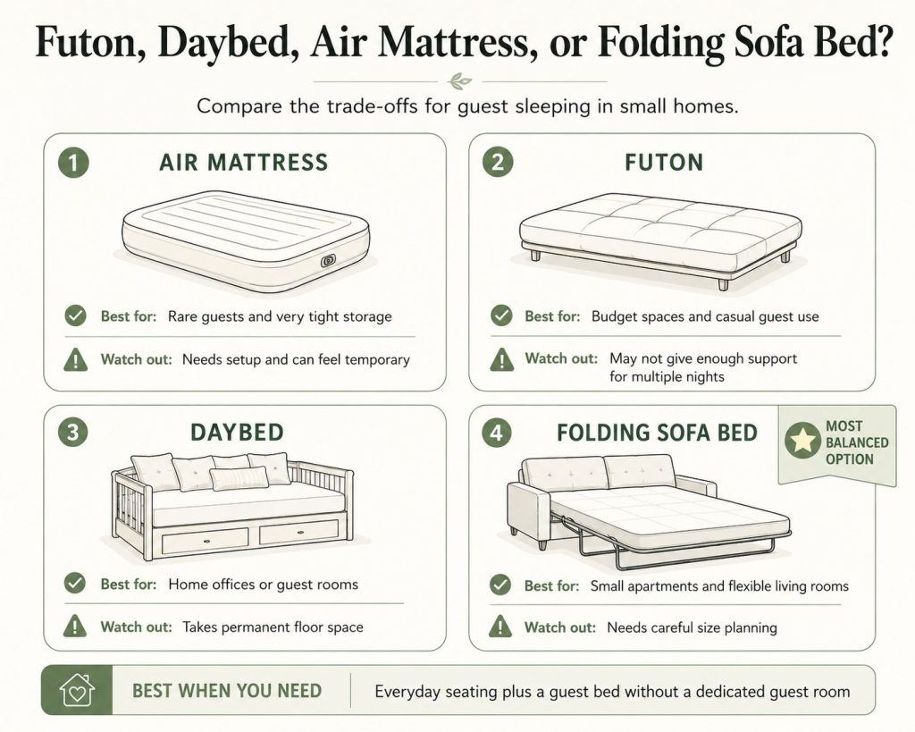 the way to choose your type of sofa bed: Futon, Daybed, or Air Mattress, or sofa bed?
