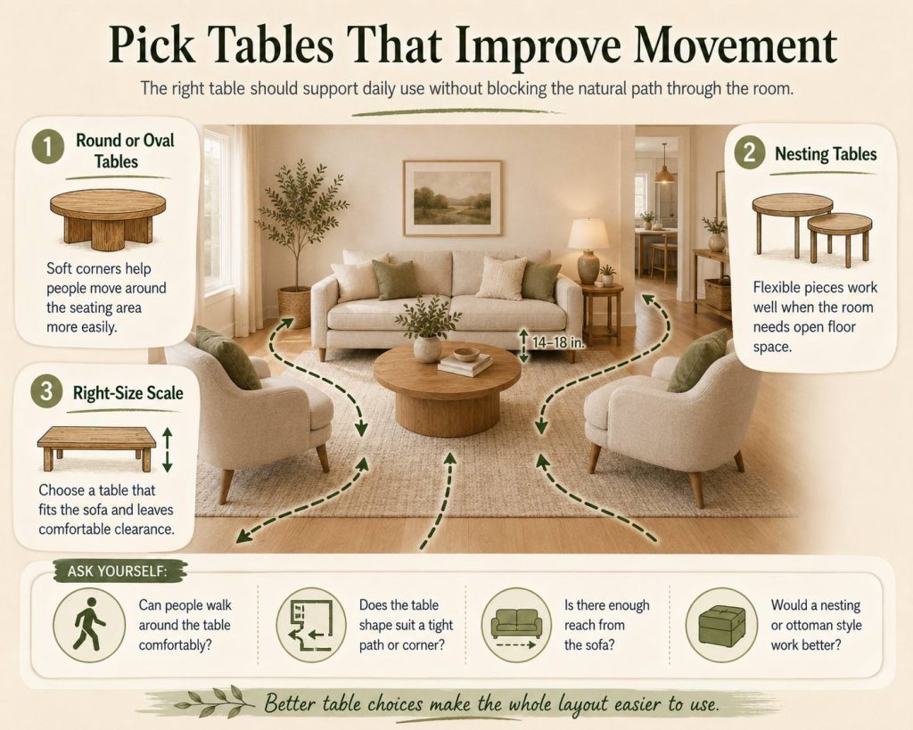 What Furniture Works Best to Improve Awkward Living Rooms?: pick tables that improve movement, the right table should support daily use without blocking the natural path through the room