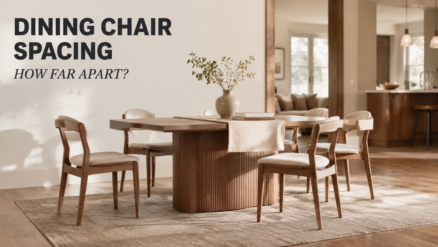 POVISON dining chairs spaced 24 inches apart at table