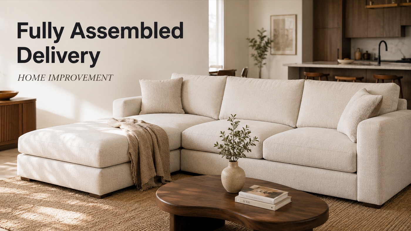 POVISON fully assembled furniture delivery through a clear entryway