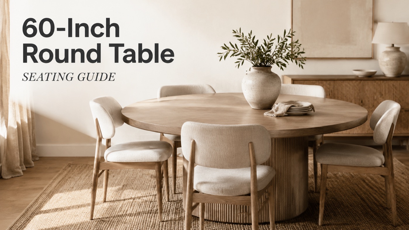 POVISON 60 inch round dining table seating six people