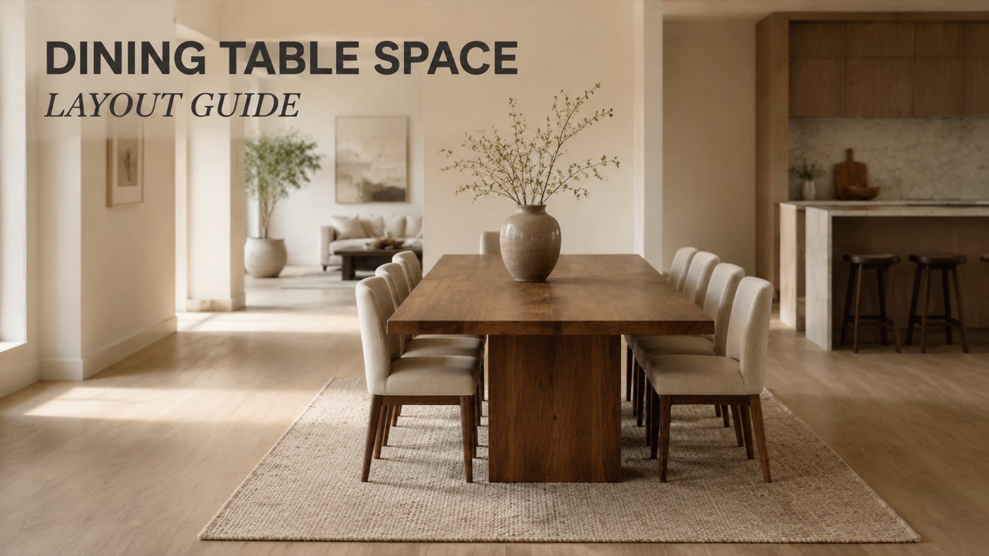 POVISON dining table with comfortable space around chairs