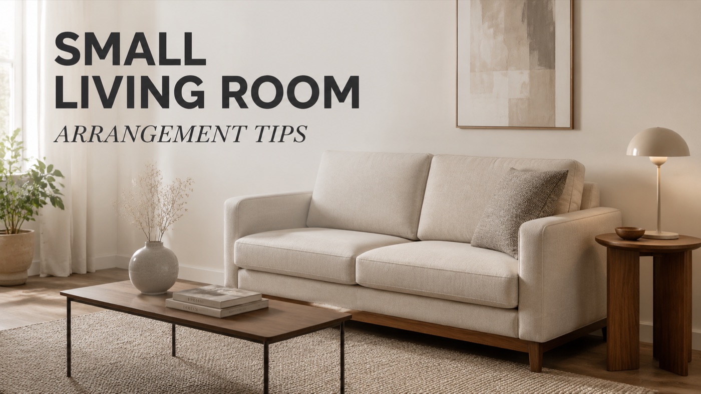 POVISON furniture arranged in a small living room with clear walkways