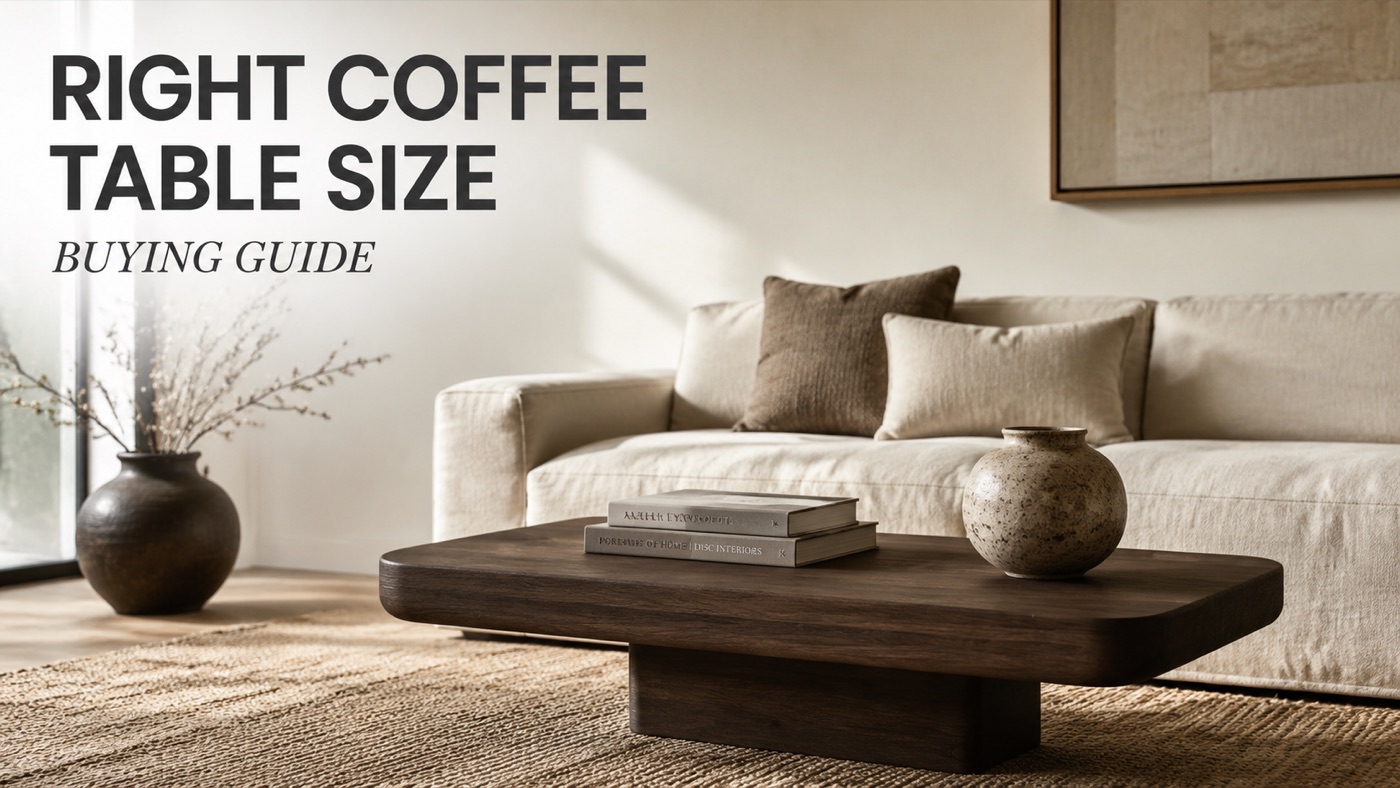 POVISON coffee table sized correctly for a living room sofa