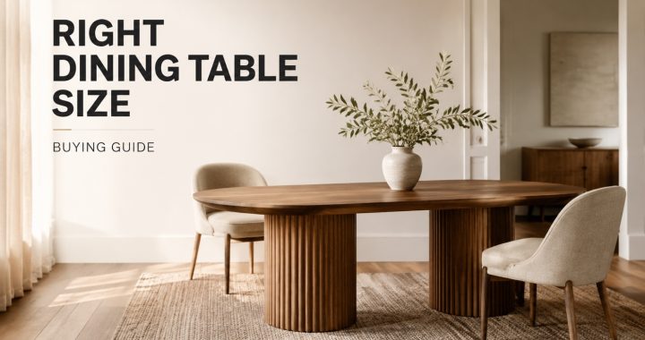 POVISON dining table sized for room with 36 inch clearance