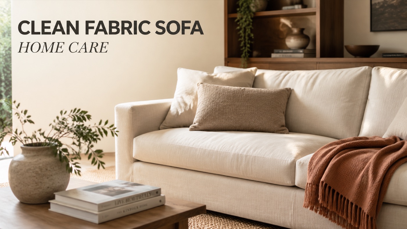 POVISON fabric sofa cleaned at home with upholstery vacuum