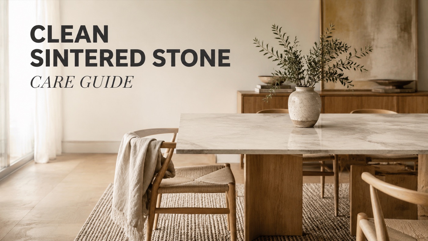 POVISON sintered stone dining table cleaned with damp cloth