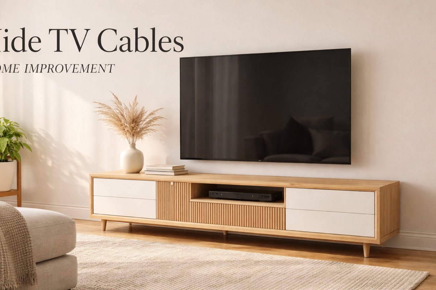 POVISON TV stand with hidden cables and organized media devices