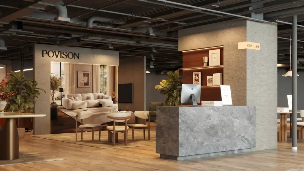 inside set up of Povison's flagship US store