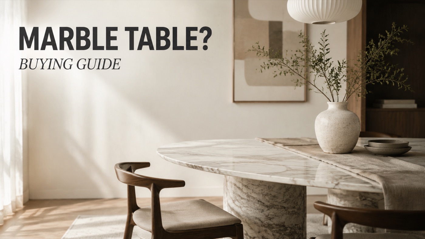 POVISON marble look dining table with elegant stone veining