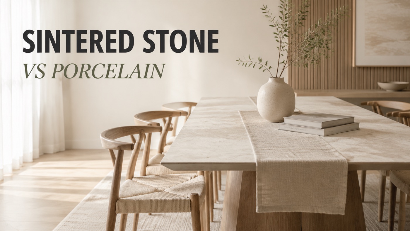 POVISON sintered stone tabletop compared with porcelain surface