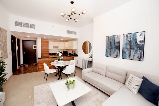 A complete open-concept layout, where the kitchen, dining, and living areas work together in one cohesive room.