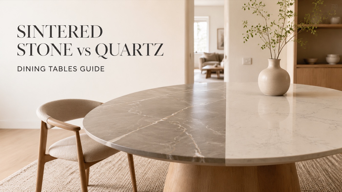 POVISON sintered stone dining table compared with quartz dining surface