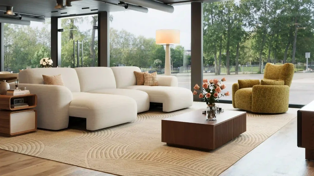 sofa experience section of Povison's flagship US store