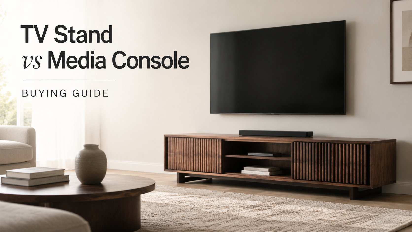 POVISON media console and TV stand with storage for living room devices