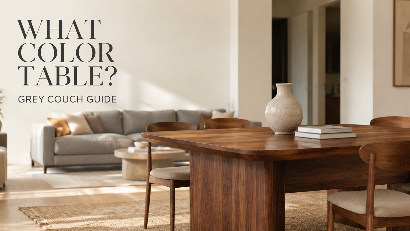 POVISON grey couch paired with a coordinating dining table color