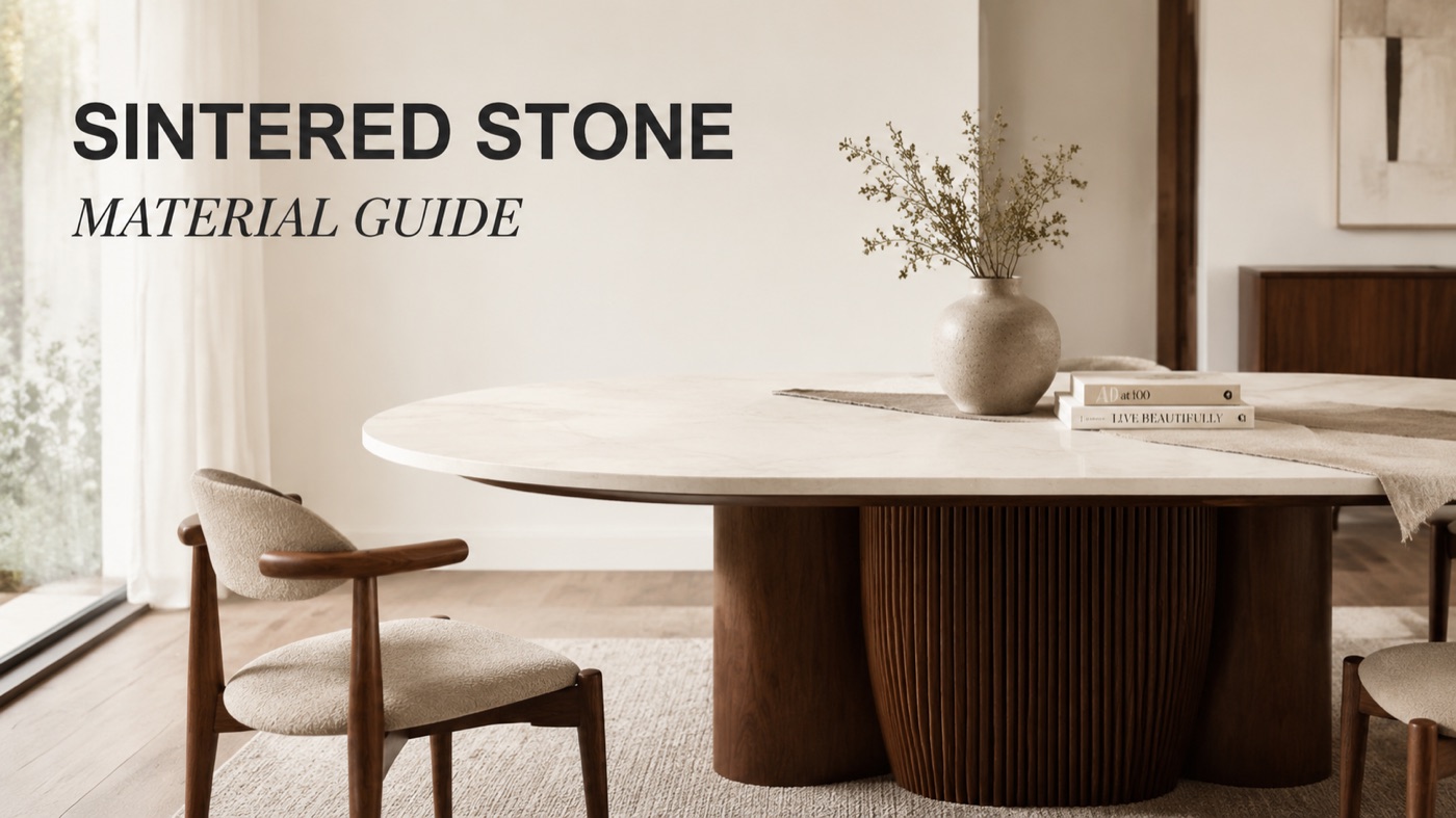 POVISON sintered stone furniture tabletop with natural veining