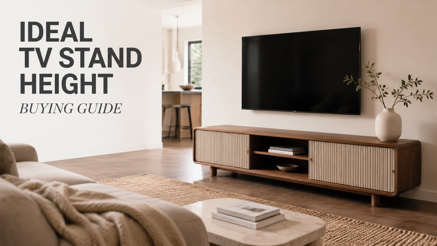 POVISON TV stand at ideal height for seated viewing