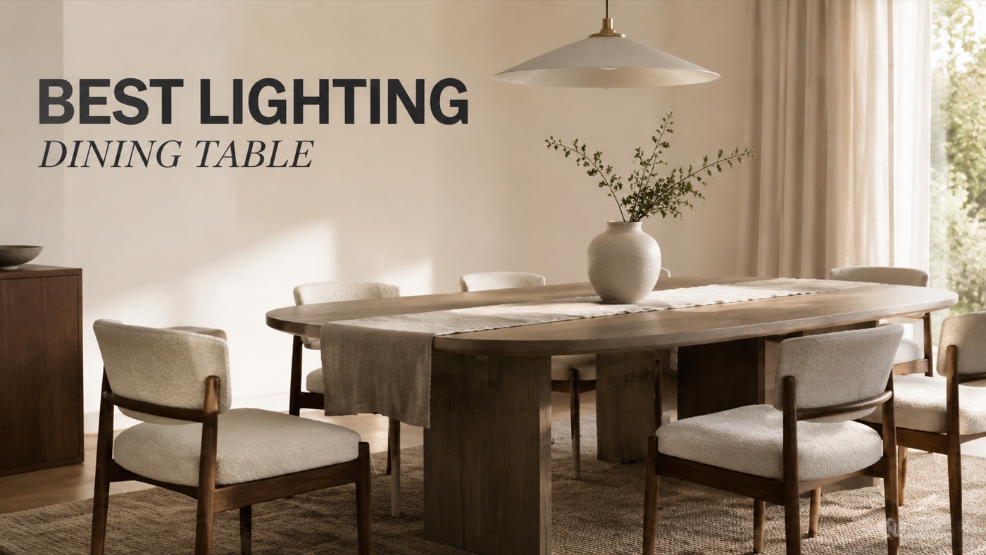POVISON dining table with pendant lighting at the right height