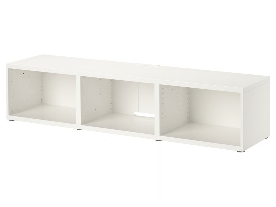 IKEA BESTÅ white tv stand with large storage for media and game play