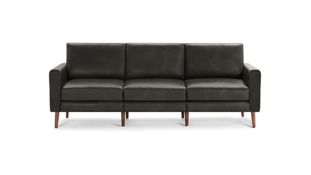 Burrow Nomad black Leather Sofa with square arms and 3 seaters for modern living rooms
