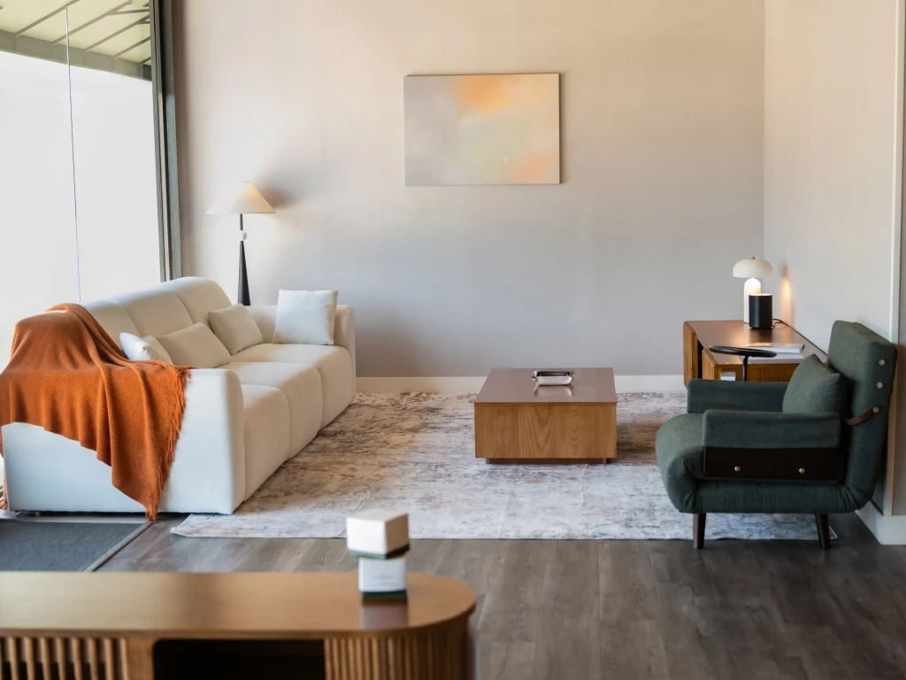 Sofa in living room set up