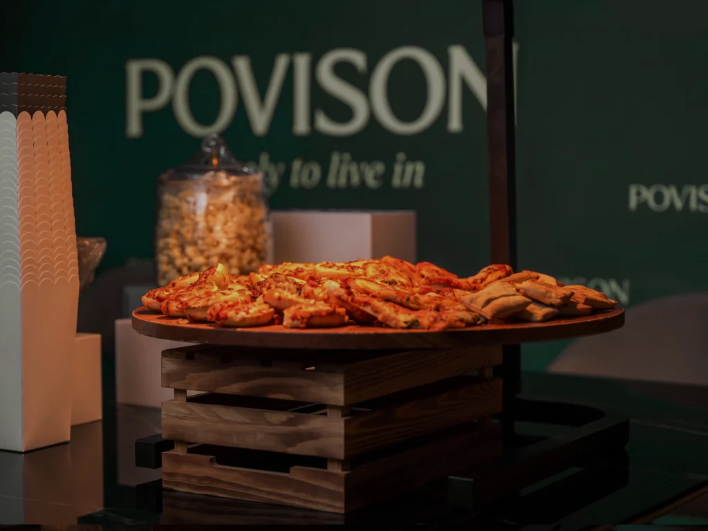 Coofee table with snacks on it