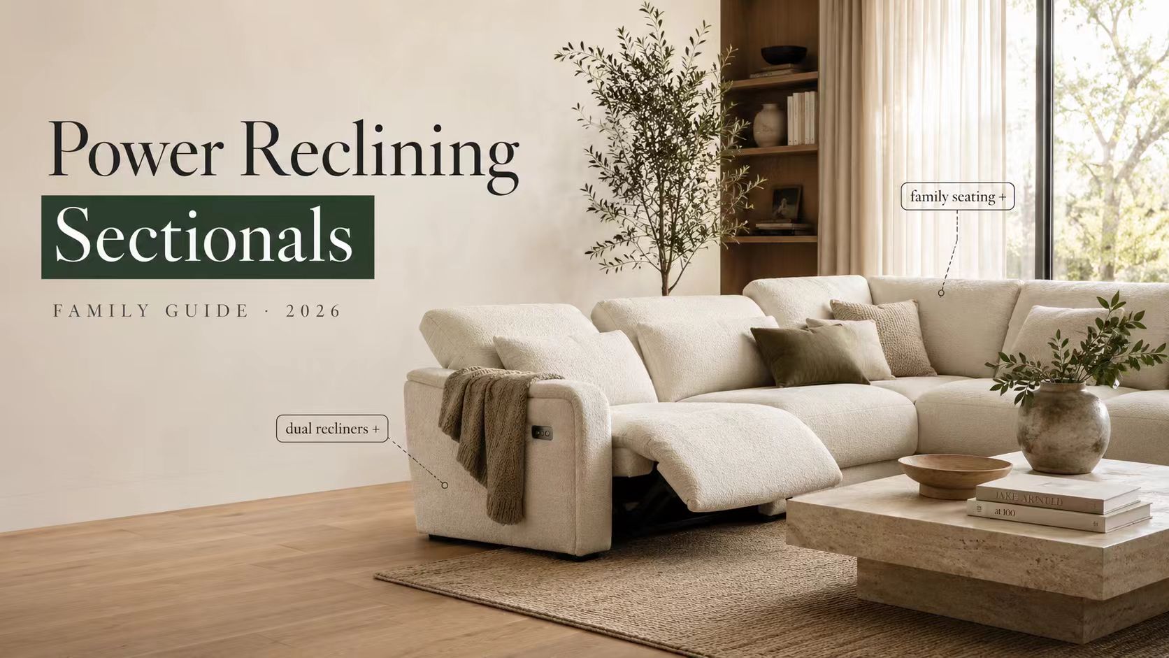 Premium olive green leather power reclining sectionals featuring elegant tufted cushions in a wooden library.