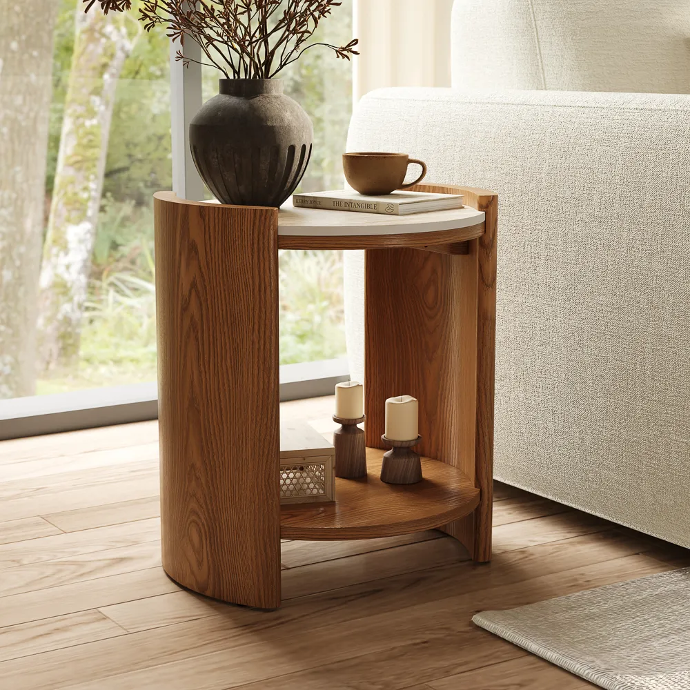 Round Matte Sintered Stone Side Table