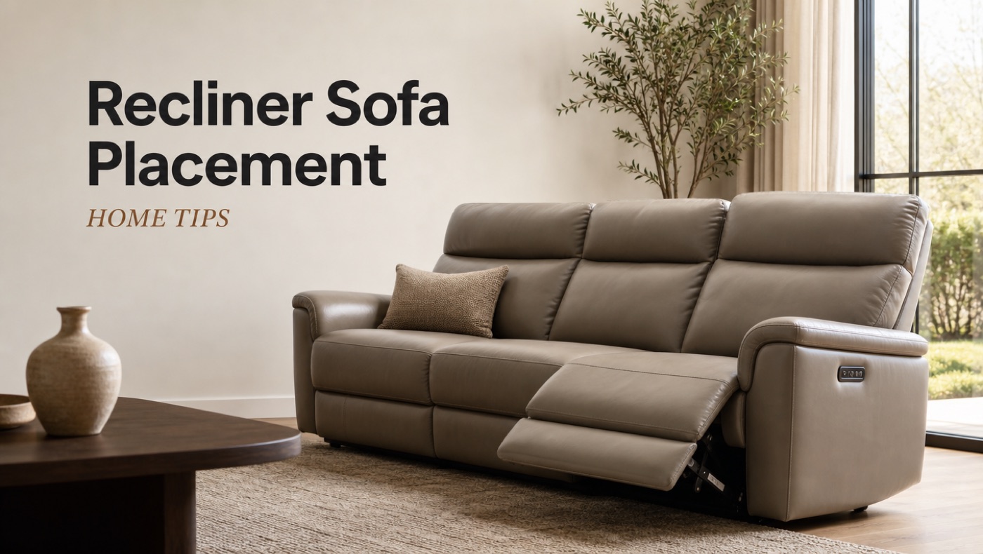 POVISON power recliner sofa placed near a living room wall