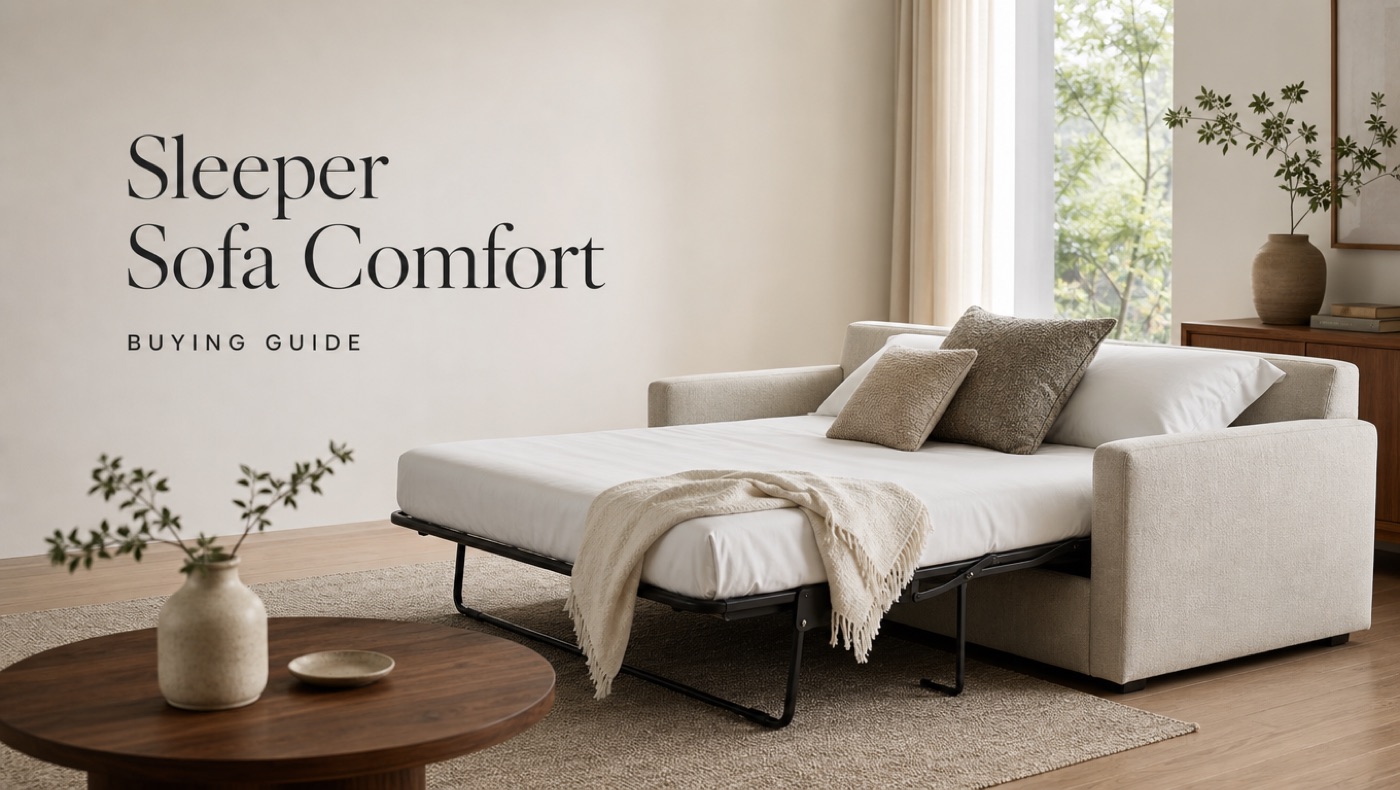 POVISON sleeper sofa converted into a guest bed