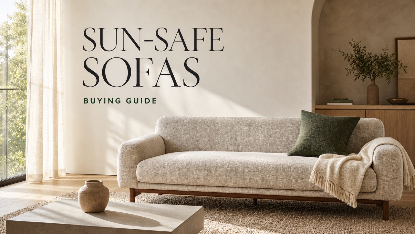 POVISON performance fabric sofa in a sunny living room