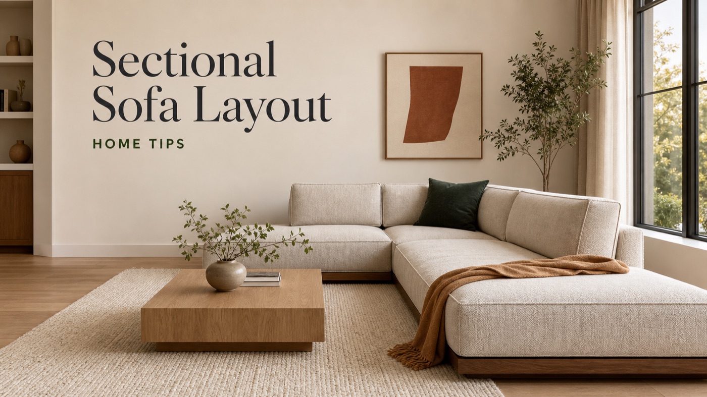 POVISON sectional sofa arranged in a rectangular living room