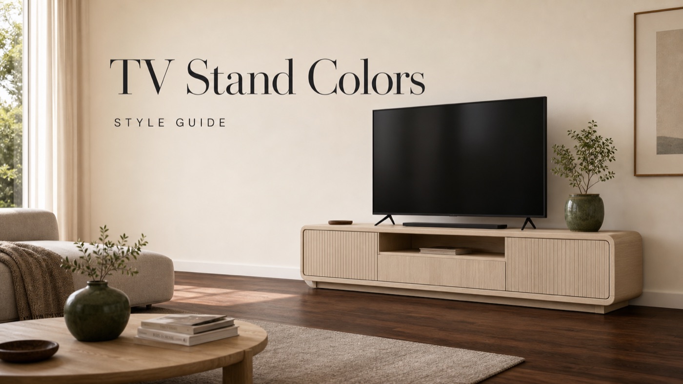 POVISON TV stand color paired with dark wood flooring