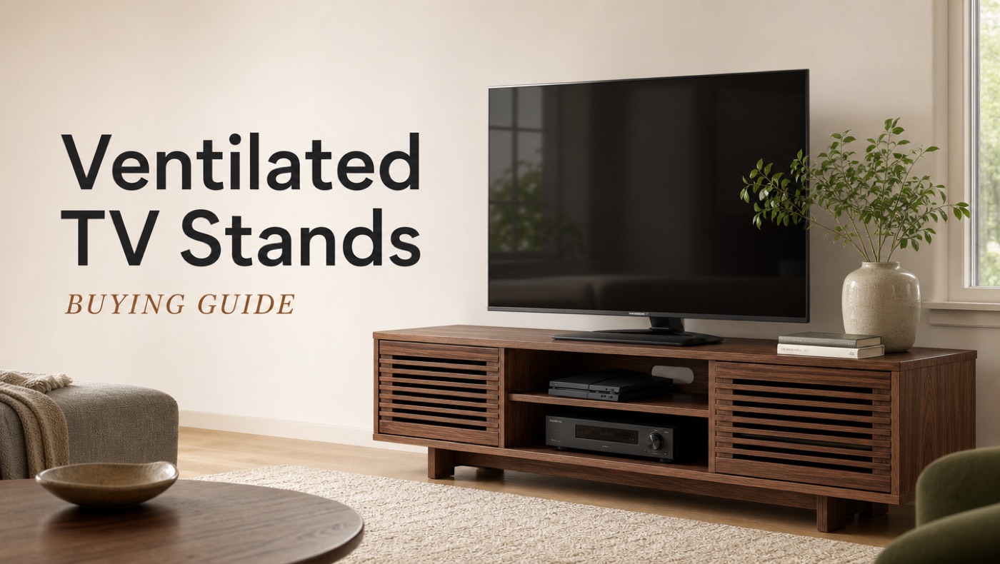 POVISON TV stand with open shelving for gaming console ventilation